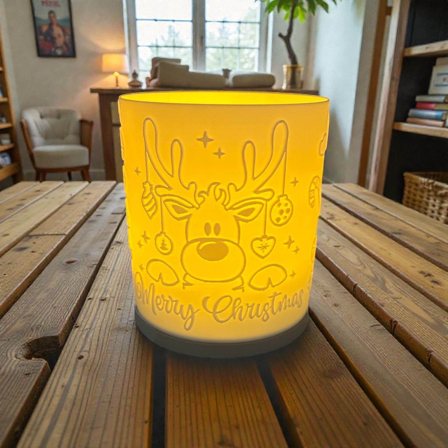 Reindeer Christmas Tea-Light Lamp