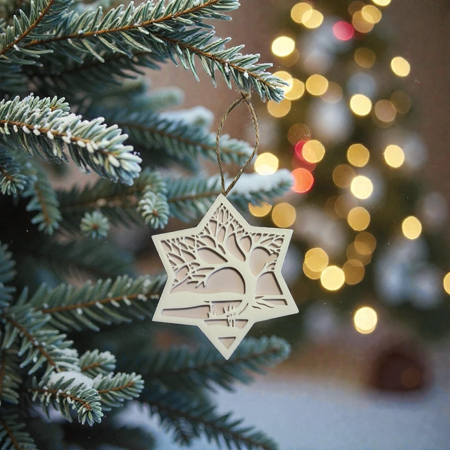 Star Tree Silhouette Christmas Ornament